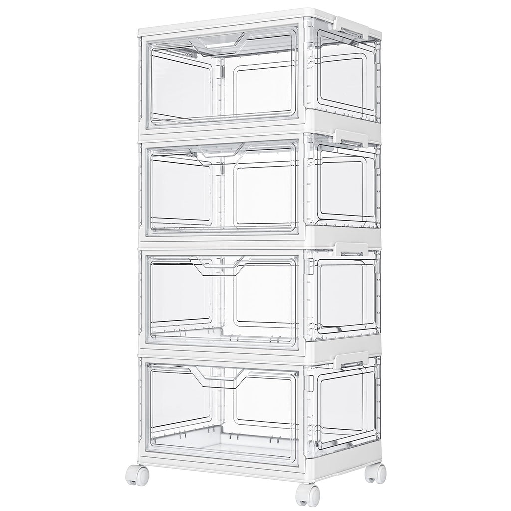Kmiectse Clear Storage Bins with Lids - 4 Tier 23qt Plastic Stackable Bins