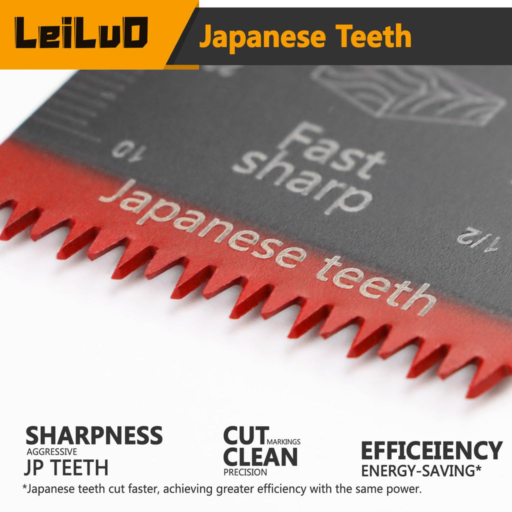 LEILUO 50 Pcs Multitool Blade for Wood Nails Drywall Titanium Oscillating Saw Blades Japanese Tooth Oscillating Tool Accessories with Storage Bag Compatible with DeWalt Makita Dremel and More