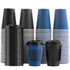 SIUQ 100 Pack 12 oz Coffee Cups with Lids, Disposable Hot Paper Coffee Cups