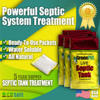 Green Pig Septic Tank Treatment Packets – Septic-Safe Enzyme Treatment for Preventative Maintenance, Helps Prevent Clogs & Odors, 5-Year Supply (20 Packets)