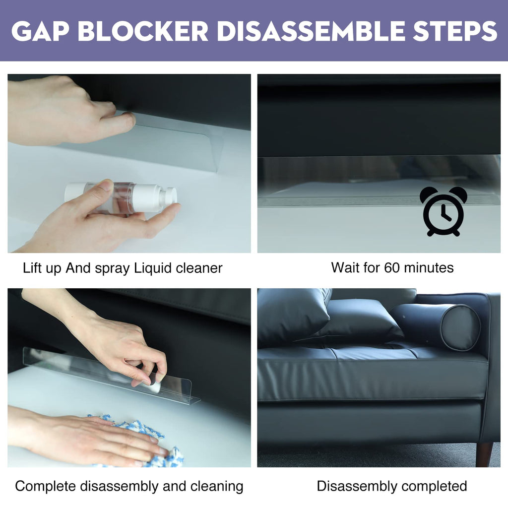 RowinsyDD 8 Pack Toy Blocker for Furniture, Clear Under Couch Blocker, Stop Things Going Under Sofa or Bed, 16" L x 1.6" H, Adjustable Gap Bumper for Furniture with Strong Tape