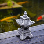 Solar Pagoda Lantern Garden Statue Japanese Zen Lantern Outdoor Decor with LED Light for Landscape Balcony Patio Porch Yard Art Ornament