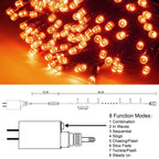 300 LED Halloween Lights, 98.5FT Halloween String Lights with 8 Lighting Modes, Waterproof & Connectable Mini Light, Plug in for Indoor Outdoor Holiday Christmas Party Bedroom Decorations (Orange)