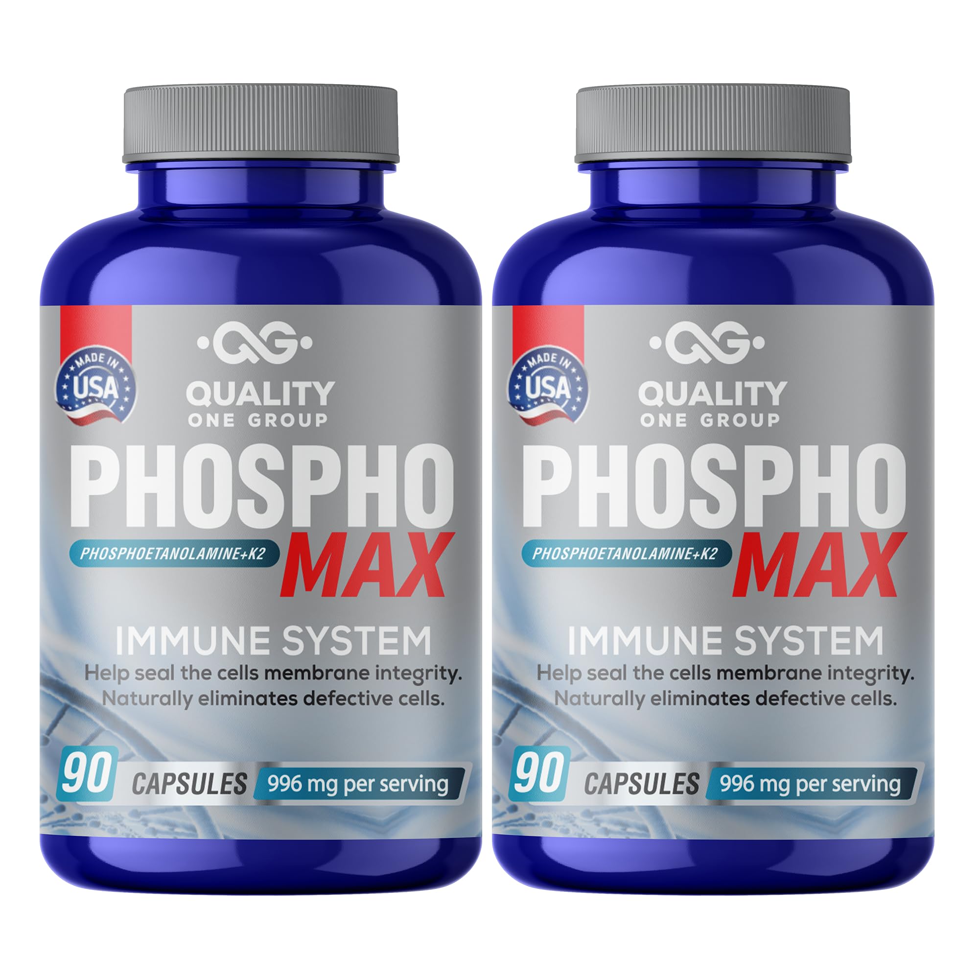 Phosphomax - Fosfoetanolamina - Unique Blend of Phosphoethanolamine to Boost Your Immune System- Natural Fosfoetalonamina, 26 Years of Researched Formulation - 180 Capules