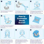 Mouth Guard for Grinding Teeth at Night: Moldable Sleeping Mouthguards for Grinding & Clenching - Custom Fit Nighttime Guards for Adults with 12 Cleaning Tablets