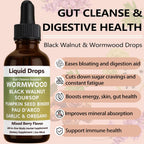 ipxkwll Prozen Wormwood Gut Cleanse Liquid Drops, Black Walnut Wormwood Clove Liquid Extract with Soursop & Oregano Oil - Supports Digestive Health, Energy Boost - 2 Fl Oz (1)