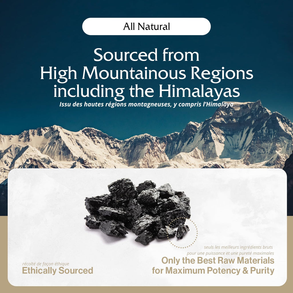 Purblack Pure Himalayan Shilajit Resin - Himalayan and Other Mountain Ranges Gold Infused Shilajit for Men & Women with Over 85+ Trace Minerals for Energy & Immunity | 60 Servings | USA Made