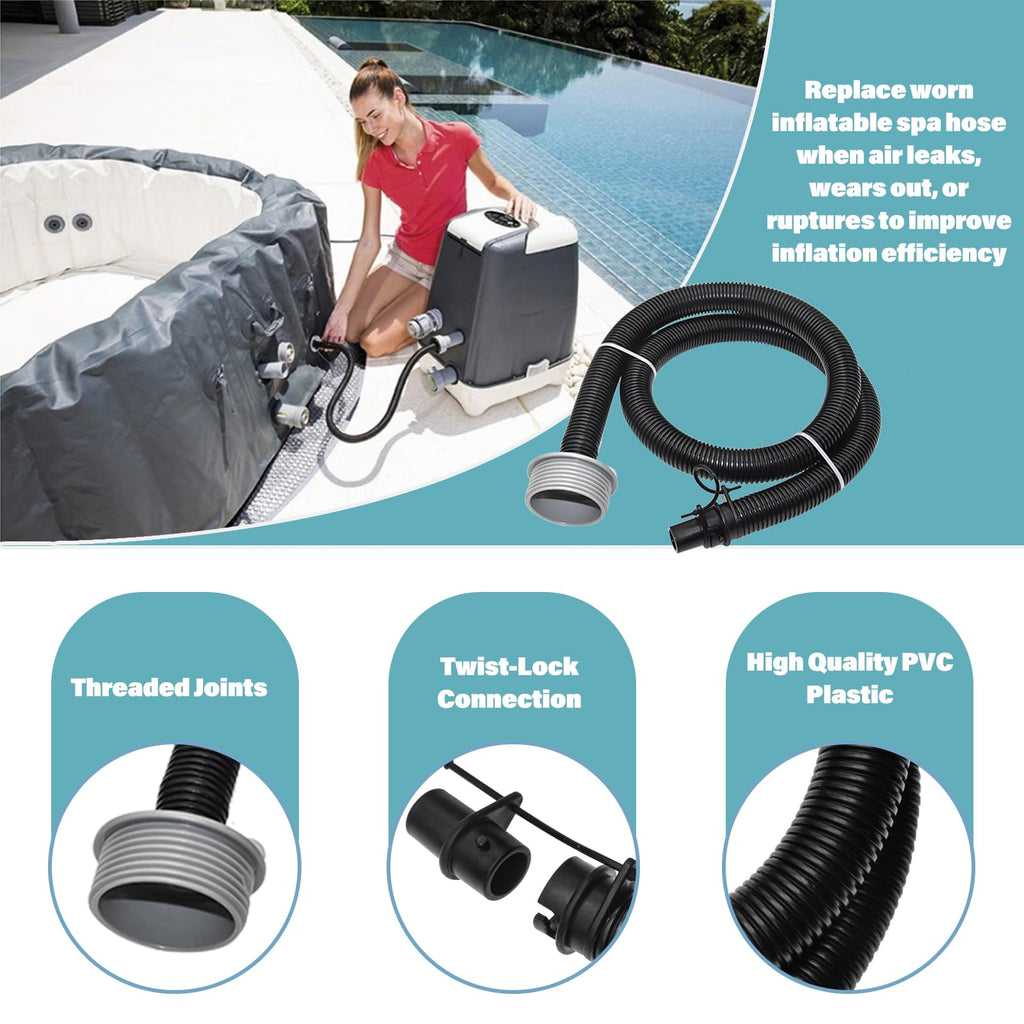 spa replacement parts,Lay Z Spa Hot Tub Air Inflate Inflation Hose Pipe Tube P6931,Fits Coleman, Intex, Bestway & Lay Z Spa Hot Tub, Black Saluspa Hot Tub Replacement Parts with Connecting Nut