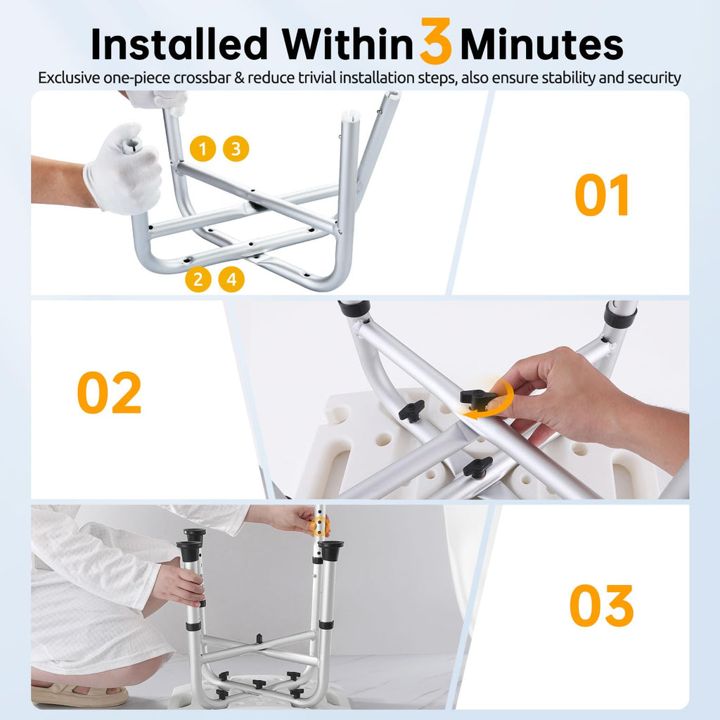 Hiqufet Shower Chair for Inside Shower(500lb), 5 Height Adjustable Shower Stool, Shower Seats for Adults, 3-Minute Quick Assembly, Heavy Duty Shower Bench for Inside Shower to Sit on