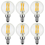 Arberlic G16.5 Light Bulb,4W E12 LED Bulb dimmable Equivalent E12 Candelabra Bulb 40 Watt,Warm White 2700K,400lm,CRI85+,AC120V,Edison Style,Clear Glass,ETL Listed,Pack of 6