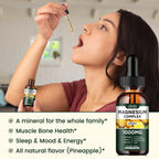 Triple Magnesium Complex Supplement, Magnesium Glycinate, Blend, Citrate Liquid Drops 1000mg with Ashwagandha, CoQ10, Vitamin B6, C, D, Zinc - Vegan Pineapple Flavor