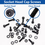 Bemaka 285PCS M3 x 6mm Screws with Nuts and Washers, Hex Socket Head Cap Screws 12.9 Grade Alloy Steel M3 Bolts with Hex Wrench