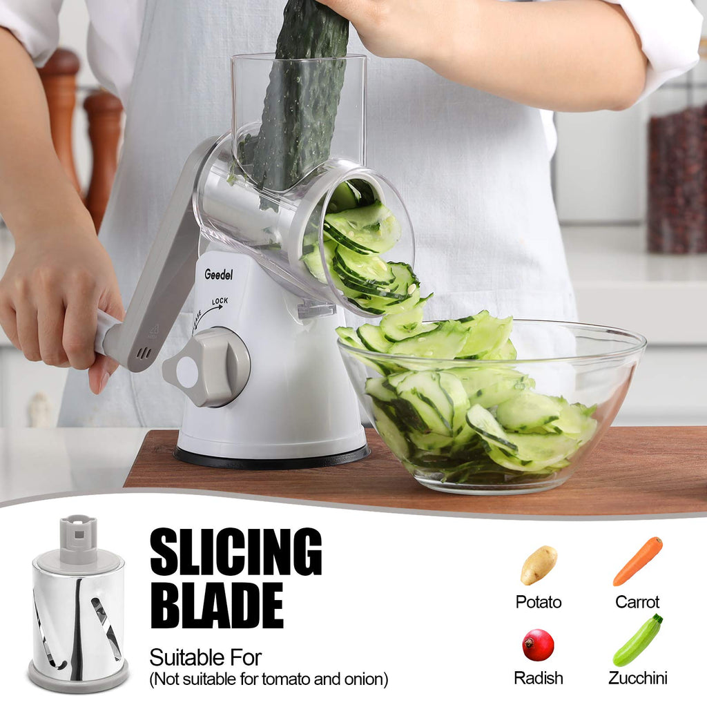 Geedel Rotary Cheese Grater Hand Crank, Cheese Shredder Vegetable Slicer