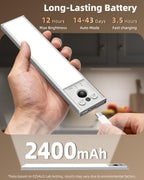 EZVALO 4-Pack Under Cabinet Lights, 2400mAh Rechargeable Motion Sensor Light Indoor, Wireless Closet Lights, with 3 Color Temps, Dimmable, Magnetic, Under Counter Lights for Kitchen, Stairs (8-inch)