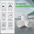 3 Way PVC Pipe Fittings 1/2 Inch, Zernmiarder White PVC Elbow Corner Side Outlet Tee Fitting, SCH40 Furniture Grade Pipe Connectors - Fits 1/2" Polyvinyl Chloride Pipes, 24 Pieces