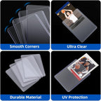1000 Card Sleeves Hard Plastic, Arjiekwei 3"X4" Baseball Cards Protectors Plastic, Premium Card Holder for Trading Sports Baseball Football Game Cards (500 Hard Sleeve + 500 Soft Sleeve)