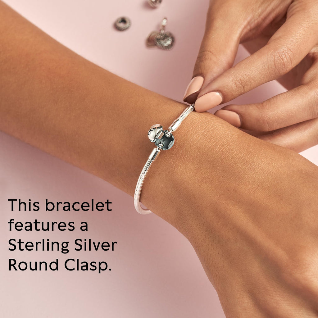 PANDORA Moments Snake Chain Bracelet - Hand-Finished Charm Bracelet - Jewelry for Her with Gift Box - Compatible Moments Charms - Sterling Silver - 7.5"