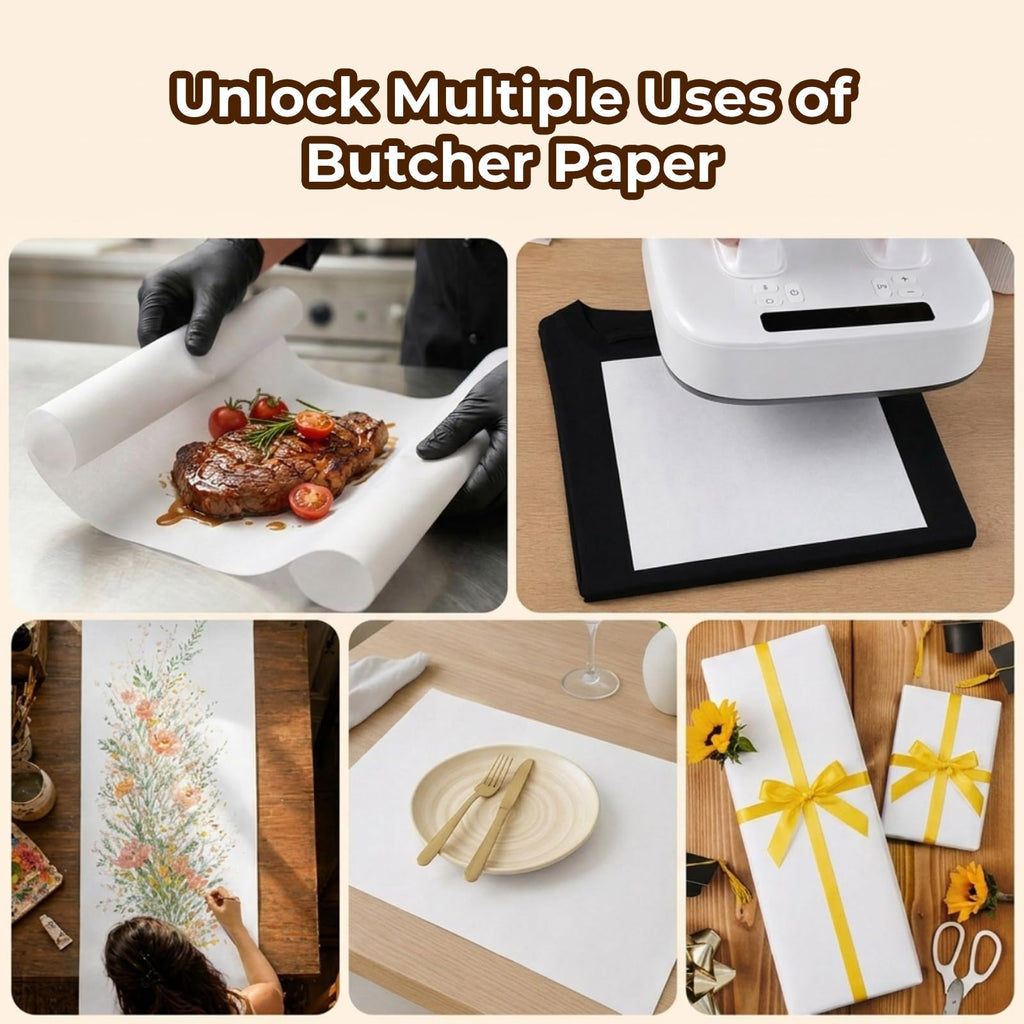 YRYM HT White Kraft Butcher Paper Roll 18 x 2100 Inch (176 Ft) Food Grade Unbleached Unwaxed Uncoated for Texas BBQ Brisket Smoking, Meat Wrapping, Sublimation, Flower Wrapping & Home Storage
