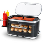 Kusini Hot Dog Roller Grill & Toaster Oven - Holds 8 Hot Dogs & 8 Buns, keep warm Option & Condiment Holder - Kitchen Appliance Hot Dog Cooker Machine - Hosting Party Essential, Unique Gifts Idea