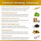 NutraChamps Korean Red Panax Ginseng Capsules | Extra Strength Ginsenosides for Energy, Focus, Performance, Vitality & Immune Support | Korean Red Ginseng Root Extract (90, Premium Gold)