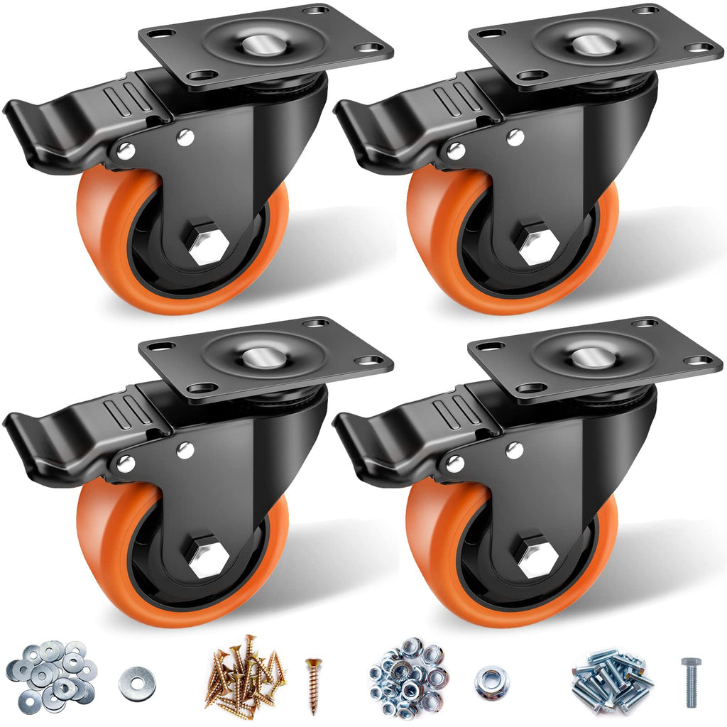 ASRINIEY 3" Caster Wheels - Heavy Duty Casters Set of 4 Dual Locking Swivel