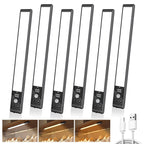 Mpotmiy 6 Pack 10" Under Cabinet Lights with Digital Display,52 LED Rechargeable Motion Sensor Light Indoor,3 Color Temperatures, Magnetic Dimmable Closet Lights, Under Counter Light for Kitchen