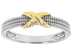 JTV Sterling Silver & 18k Yellow Gold Over Sterling Silver 5mm Polished & Textured Infinity Ring