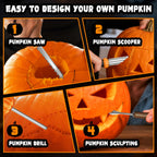 Upgraded Pumpkin Carving Kit for Adults & Kids with Professional Detail Sculpting Tools, Heavy Duty Stainless Steel Knife Set with Carrying Case for Halloween Decoration