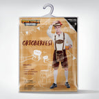 Spooktacular Creations Halloween Men Oktoberfest Costume Set, Lederhosen Men with German Bavarian Hat, Beer Costume, Adults Halloween Brown Outfit for Beer Festival Party (Large)