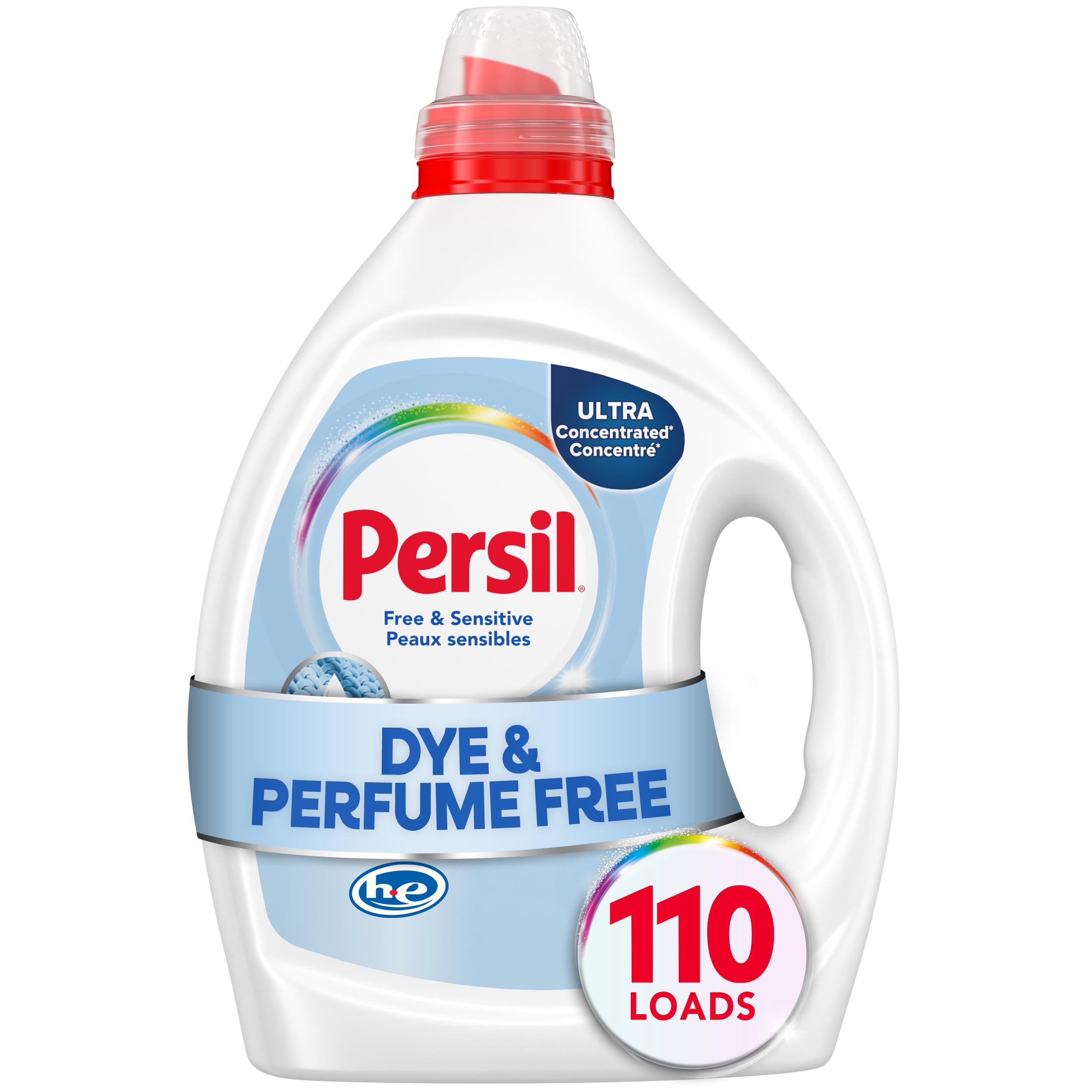 Persil Free & Sensitive Laundry Detergent Liquid, 82.5 Fl Oz, 110 Loads, Ultra Concentrated Laundry Soap, Unscented & Hypoallergenic for Sensitive Skin, All Water Temperatures, HE Safe