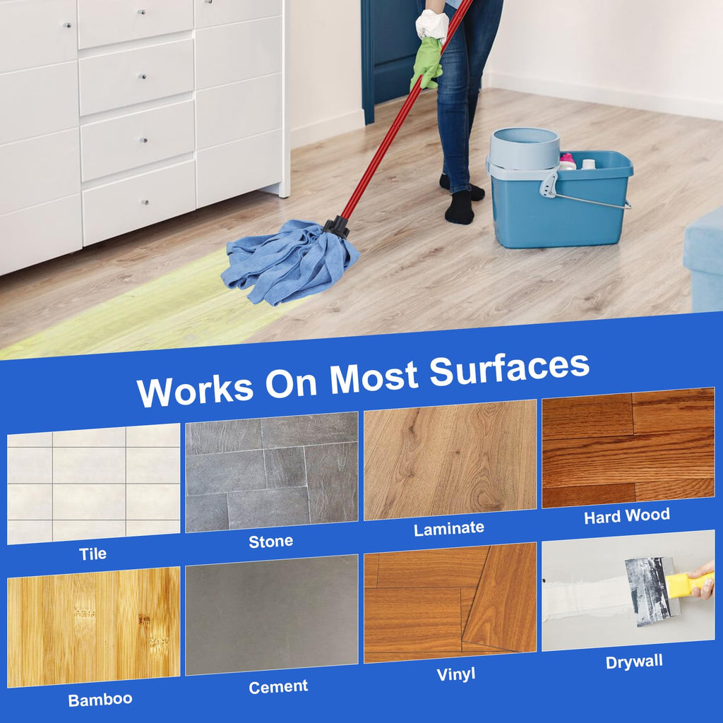 Microfiber Mop Cloth Heads Replacements: One Mop Handle with Two Blue Microfiber Cloth Heads Compatible with All Standard US Threading Pole