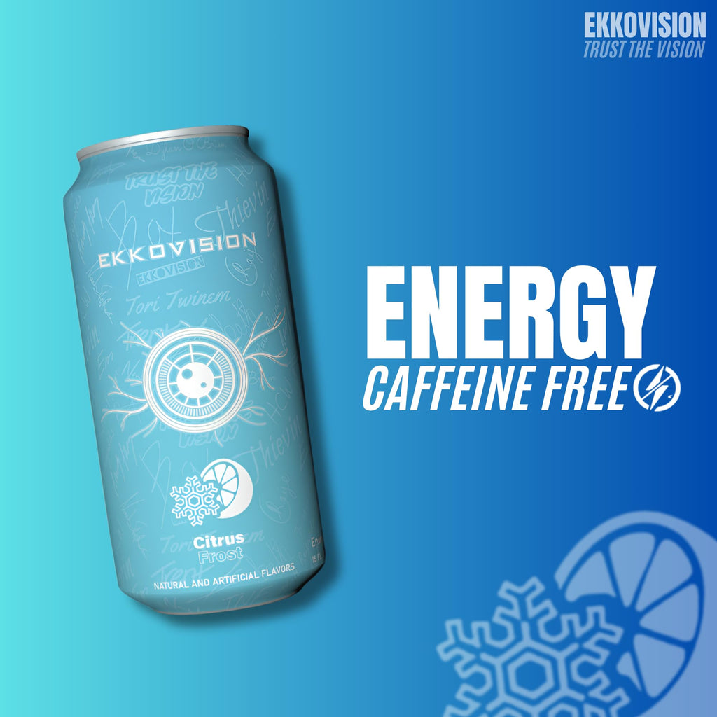 Ekkovision Energy Drink, Citrus Frost, Caffeine Free, Coconut Water, L Theanine, Alpha Gpc & L Tyrosine For Balanced Energy, Electrolytes & Smooth Hydration, 16 Fl Oz Can, 12 Pack