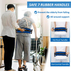 Gait Belt for Seniors, Transfer Belt with 7 Nylon Padded Handles, Medical Belt for Lifting Patients, Safety Gait Belt for Elderly Easy to Use Quick Release Buckle(Blue)