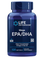Life Extension Mega EPA/DHA, Omega-3 Fatty acids, Heart & Brain Health, Non-GMO, Gluten-Free, 120 softgels