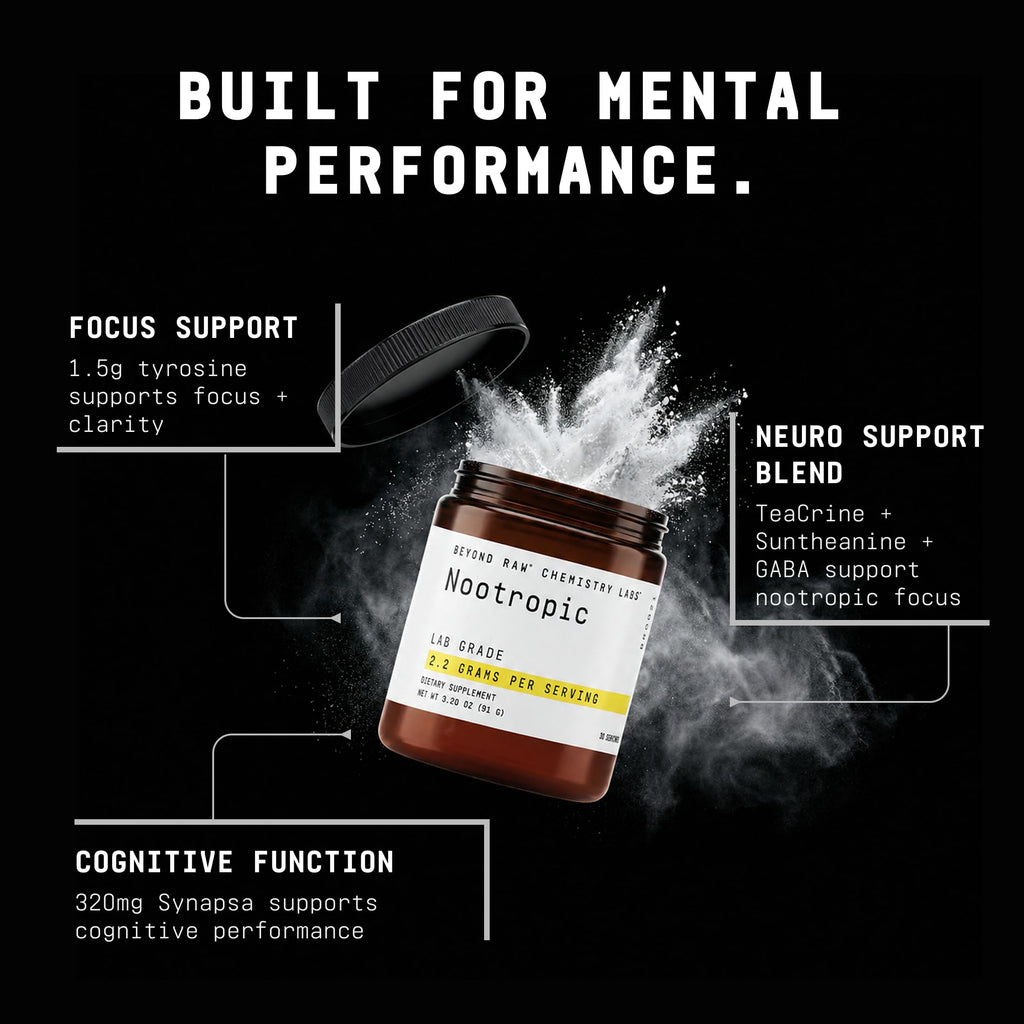BEYOND RAW Chemistry Labs Nootropic Powder, Cognitive Enhancer and Memory Support, 30 Servings