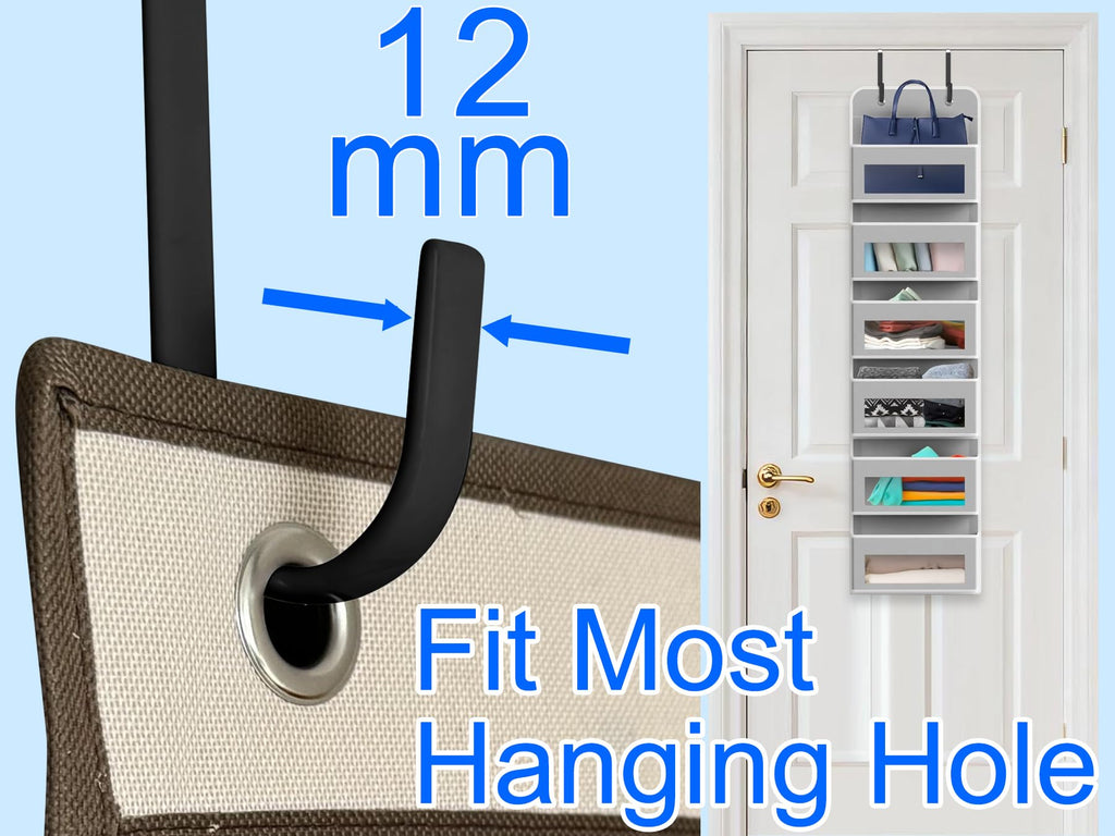 Mars-Rock Single Over Door Steel Hooks 4 Pack Fit 1-3/8" Door 5.5" Black