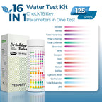 TESPERT Drinking Water Test Strips 125ct 16 in 1 – 30s Quick Screening for Hardness, pH, Iron, Nitrite, Copper, Chlorine, Nitrite, Carbonate,Lead, Alkalinity...Well, Tap, Home, City Water Testing