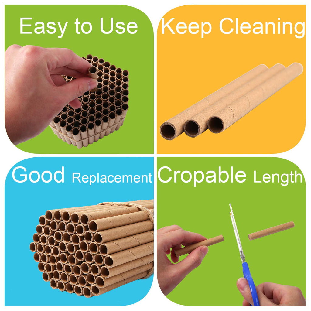 URATOT 200 Pieces Mason Bee Tubes, 6 Inches, Brown Kraft Paper, Bee Houses, Refill Tubes