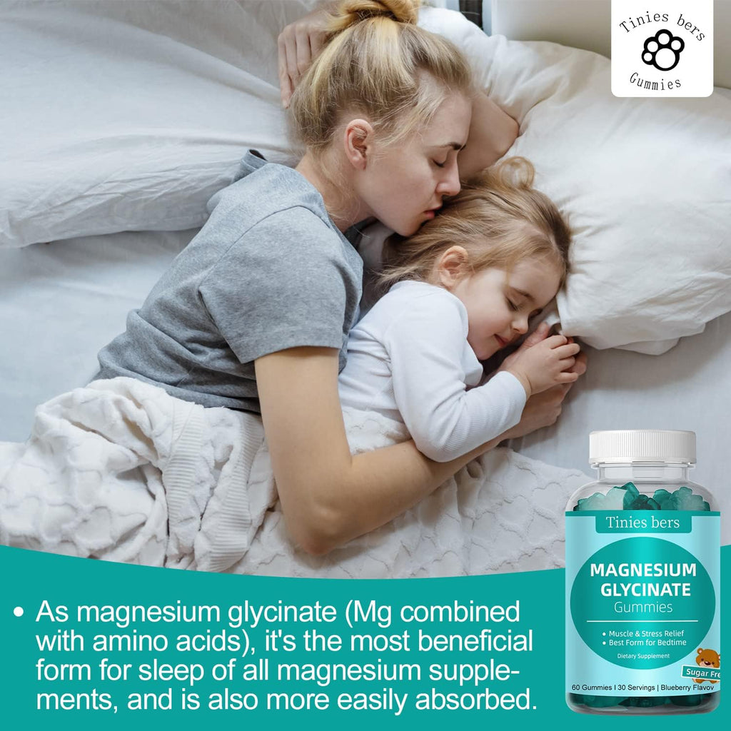 Magnesium Glycinate Gummies 500mg, Sugar Free for Adults & Kids, Best Magnesium Gummies for Sleep, Stress & Muscle Relief & Nerve Health, No Melatonin, Gluten Free, Non GMO, Vegan, Pectin, 120