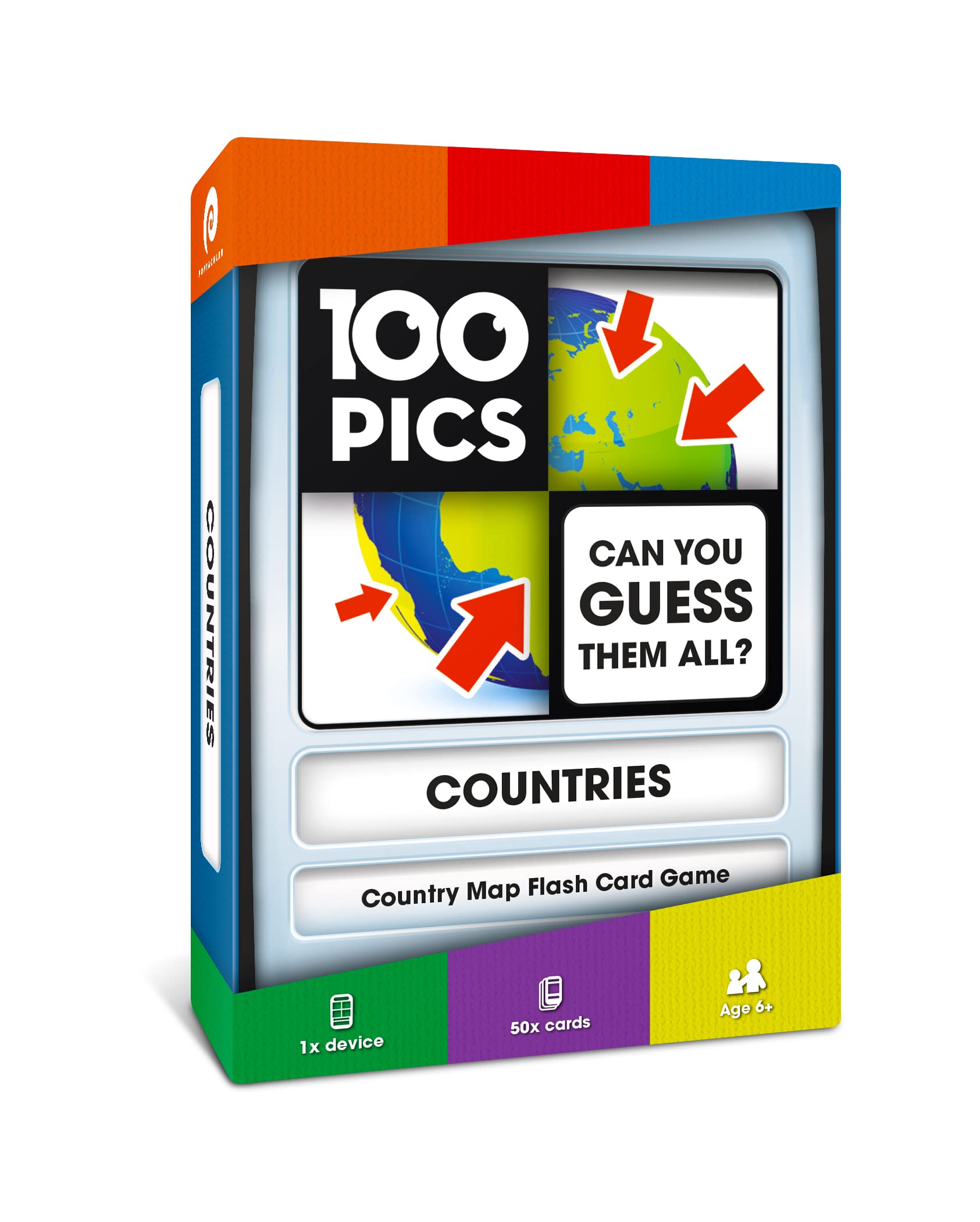 100 PICS Countries of The World Travel Game - Learn 100 Countries | Flash Cards with Slide Reveal Case | Geography Card Game, Gift, Stocking Stuffer | for Kids and Adults | Ages 6+