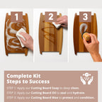 The Block & Board Company Specialist Chopping Board Complete Kit Food Grade Soap, Wax & Oil | Cleans, Nourishes, Seals & Protects Wood, Butcher Blocks, Countertops & Utensils | 3 Piece Set