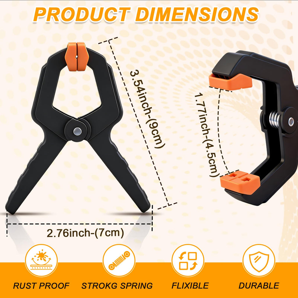 50 Pack Spring Clamps, Heavy Duty Plastic Woodworking Clamps & Multi-Use Hanging Clips for Balloon Arch Clips, Tarp Clips & Backdrop Holder, Durable Hand Tool Kit, 2 Colors