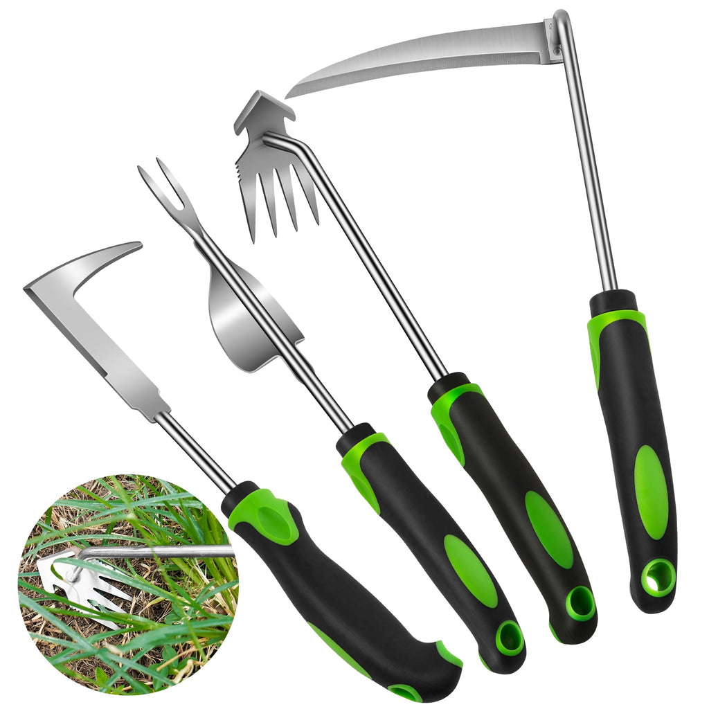JXWENBYX Weed Puller Tool, 4 Pack Stainless Steel Weed Remover Tool, Portable Weeding Tools Gardening, Crack Weeder Tool, Uprooting Weeding Tool for Backyard Farm Planting