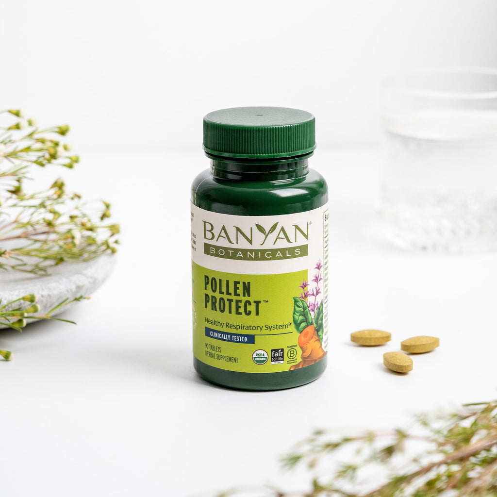 Banyan Botanicals Organic Pollen Protect–Clinically Tested Respiratory Support Supplement–Supports a Healthy Response to Seasonal Irritants–Non-Drowsy Sinus & Breathing Support-90 Tablets-USDA Organic