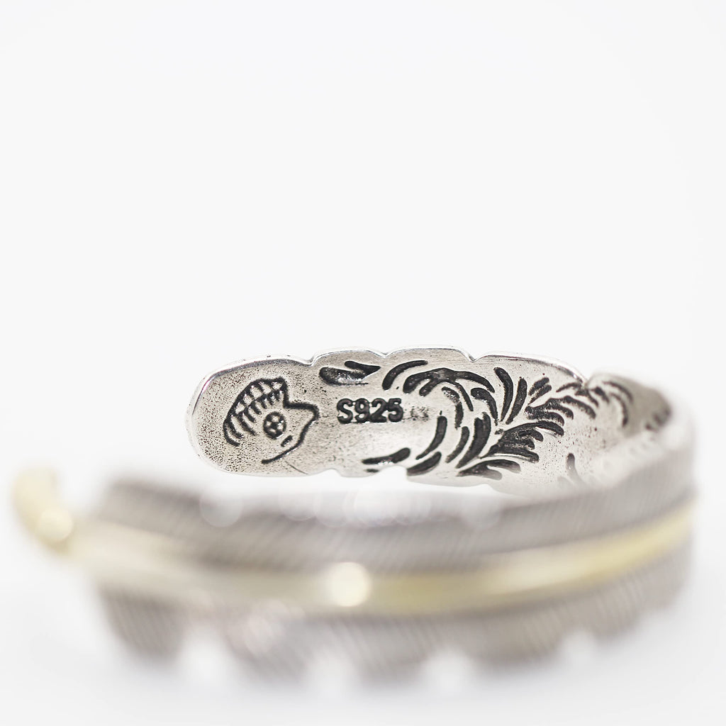 Innocence S925 Silver-Plated Antique Wide Feather Cuff Bracelet For Men Women Adjustable Retro Twisted Feathers Bracelets Gift Jewelry (Feather)