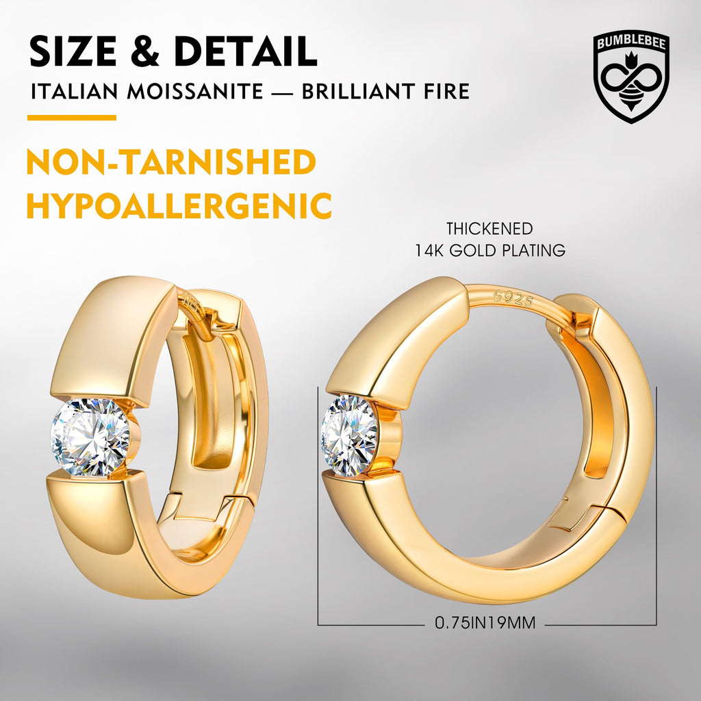BUMBLEBEE 0.4CT VVS1 Handmade Moissanite Hoop Earrings