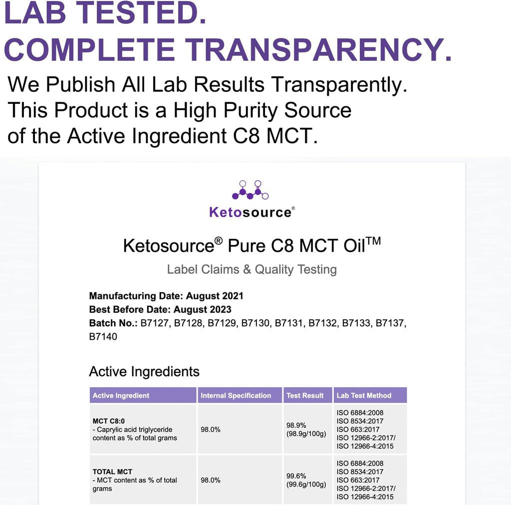 Ketosource Premium C8 MCT Oil | Boosts Ketones 3X More Than Other MCTs | Highest Purity C8 MCT Available 99.8% | Paleo & Vegan Friendly | Gluten Free | Pure Caprylic Acid (35.2oz)