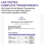 Pure C8 MCT Oil | Glass Bottle | Boosts Ketones 4X Versus Other MCTs | Highest 99%+ Lab Tested Purity | 100% Coconut Sourced | Supports Keto & Fasting | Vegan | Bulletproof Coffee | 500ml Ketosource®