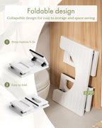 AmazerBath 7 Inches Bamboo Toilet Stool Squat for Adults, Foldable Poop Stool for Bathroom, 0.79" Thickness Potty Step Stool with Non-Slip Strip, No Assembly Required, Space-Saving, White