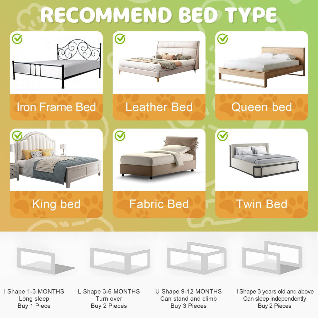 omzer Toddler Bed Rails Guard Foldable Crib Rail Guard,Baby Bed Rail for Toddlers/Elderly with Reinforced Anchor Safety for Cribs, Twin, Double, Full Size Queen & King Bed (48")